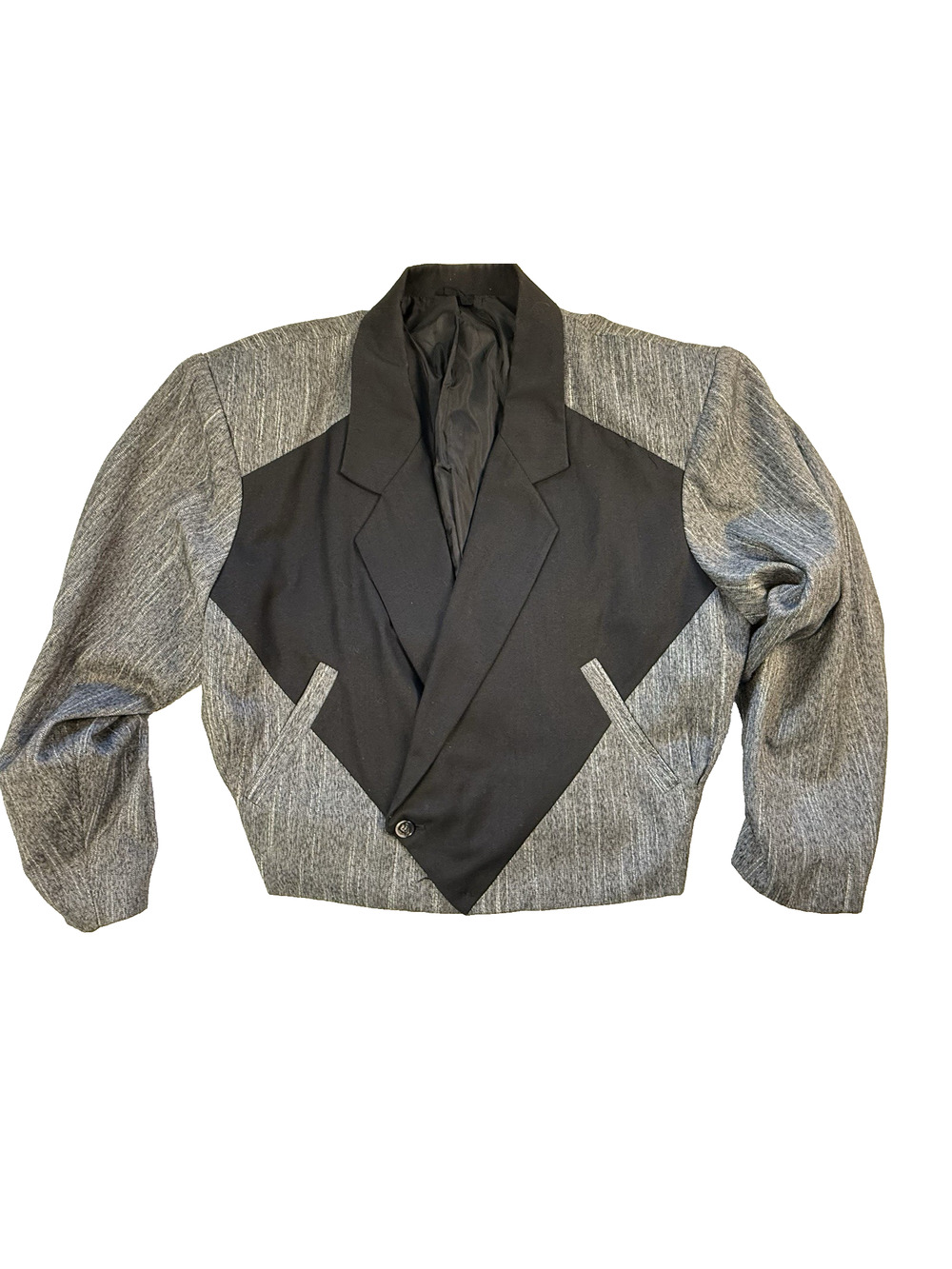 Vintage 1980s Policy bolero jacket size 44 gray black fitted Retro NWOT